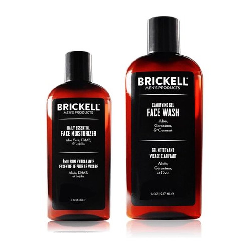 Brickell Men's Skincare Gift Set - Daily Essential Face Care Routine | Gel Cleanser & Moisturizer, Natural & Organic