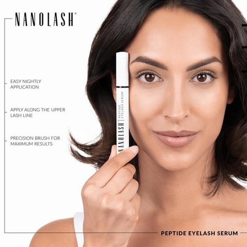 Nanolash Peptide Eyelash Serum 5ml - multipeptide conditioner for eyelash, lash growth serum, fuller, stronger, longer lashes lash serum, peptide lash enhancer