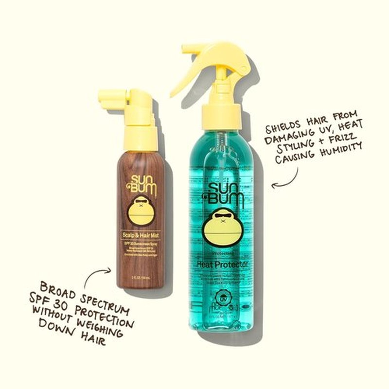 Sun Bum Heat Protector Spray | Leave-In Treatment for Frizz Control & UV Protection - 6 oz