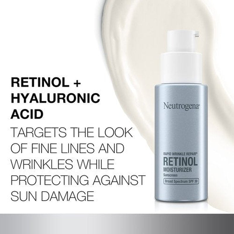 Neutrogena Rapid Wrinkle Repair Retinol Face Moisturizer with SPF 30, Daily Anti-Aging Face Cream, Retinol & Hyaluronic Acid & Trial Size Hydro Boost Facial Cleanser, 0.5 fl. oz