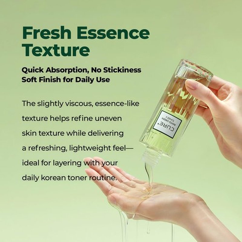 Cure Phyto Green Toner Essence with Aloe Vera & Green Tea, Soothing Korean Face Toner for Sensitive Skin, Alcohol-Free Hydrating Formula, 4.4 fl oz. Kim Jeong Moon Aloe