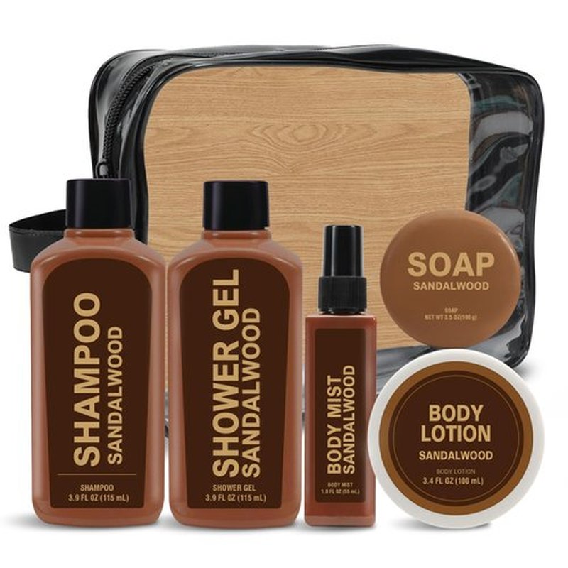 Gifts for Men 6pcs Sandalwood Gift Set Bath Sets with Shampoo, Shower Gel, Soap, Body Lotion, Body Wash Mens Gifts Birthday Anniversary Gift Sets for Men, Christmas Self Care Fathers Day Gift