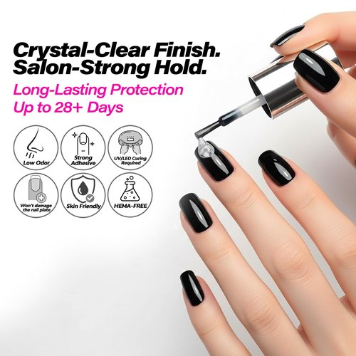 GELPARTY Gel Top Coat & Base Coat Set 2x15ml – No Wipe, HEMA-Free, Long-Lasting UV/LED Soak-Off Gel Nail Polish Kit, High Gloss Shine, Strong Adhesion, Chip-Resistant, Salon & DIY Manicure Essentials