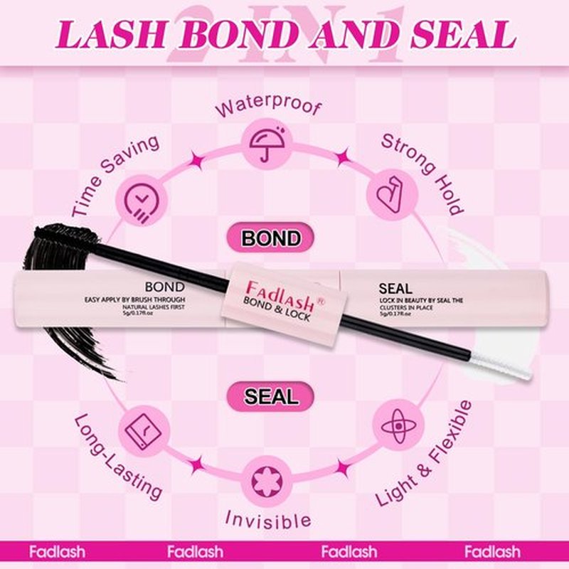 FADLASH Lash Clusters Kit 560Pcs Eyelash Clusters Kit 8-16mm Individual D Curl Cluster Eyelash Extensions with Lash Bond and Seal Lash Tweezers (30D+40D+50D+60D Kit 8-16mm)