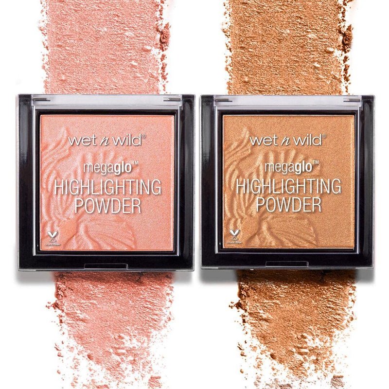wet n wild MegaGlo Highlighting Powder, Highlighter Makeup, Shimmer Glow, Deep Gold Awesome Blossom (Pack of 4)