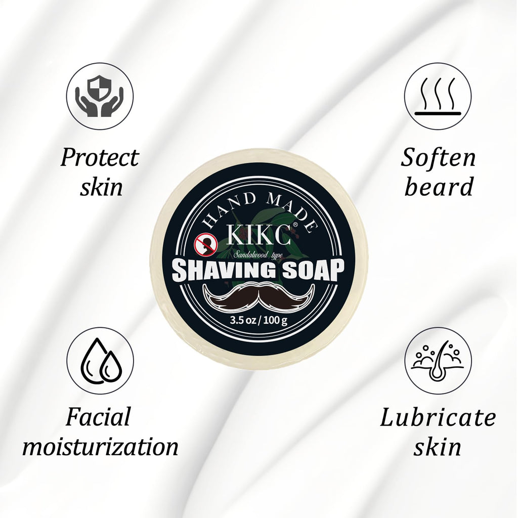 KIKC Shaving Soap and Shaving Cream Kit,Goat Milk Scent Shave Soap for Men,Shave Cream with Ocean Fragrance, a 3.5oz Soap, a 2 in 1 Shave Cream 150ml for Wet Shaving