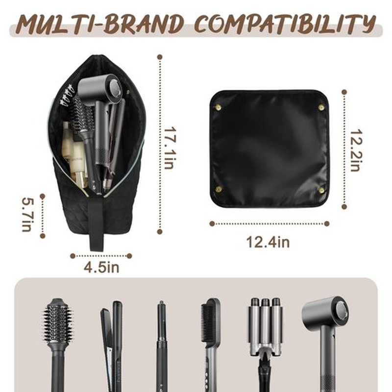 Hair Tools Travel Bag with Heat Resistant Mat, Hair Tool Organizer Bag, Hot Tools Organizer Bag for Curling Iron, Flat Iron, Straighteners, Hair Accessories Organizer Bag, Travel Essentials for Women