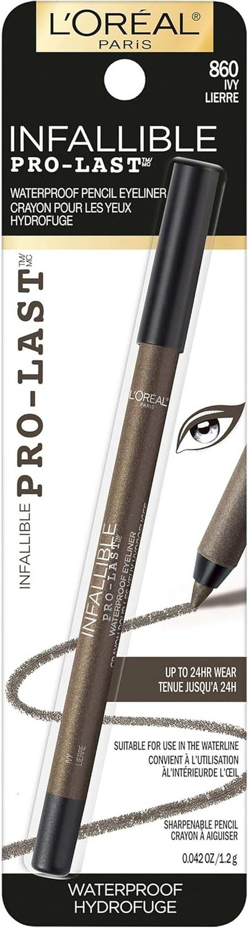 L'Oreal Paris Infallible Pro-Last Eyeliner - Waterproof, Smudge-Resistant, Easy Application, Ivy, 0.042 oz.