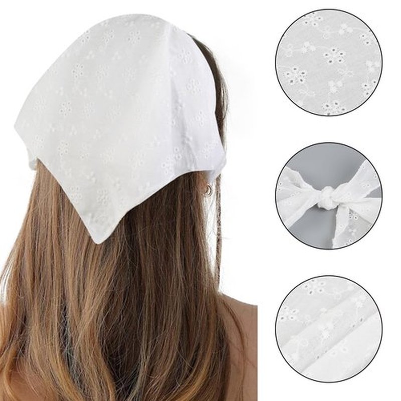 Huachi Hair Bandanas for Women Trendy Bandana Head Kerchief for Women’s Hair Cute Hair Scarf Headband White Adjustable Bandana headband for girls