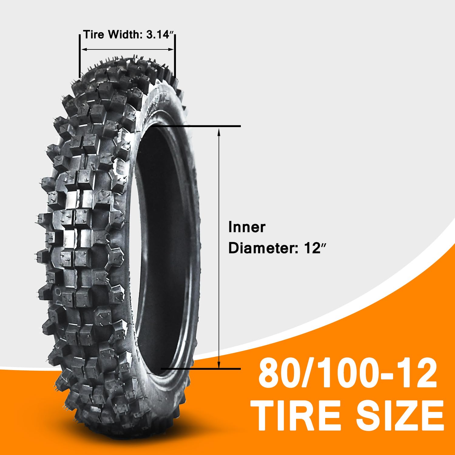 HOLATO Rear 80/100-12 3.00-12 Tire and Inner Tube for 110cc 125cc CRF70 CRF110 XR70 KLX110 TTR90 PW80 RM60 RM65 TaoTao DB14 SSR Apollo Coolster Dirt Pit Bike Motorcycle Off Road Motocross Heavy Duty