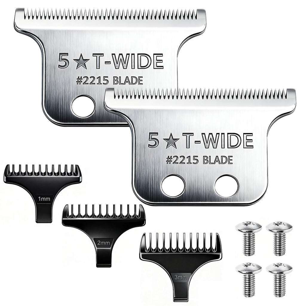 Replacement 2215 T Wide Blades Adjustable Trimmer Blade compatible with Wahl Professional 5 Star Series 8081 and 8171 Hair Clippers Blades-Model 2215 (2Pcs Silve)