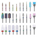 Nail Drill Bits Set, 3/32" Ceramic Tungsten Carbide Diamond Drill Kit,30Pcs Safety Professional Rotary Burrs Polish Nail File Bit for Acrylic Poly Nails Gel Cuticle Remover Electric Manicure Pedicure