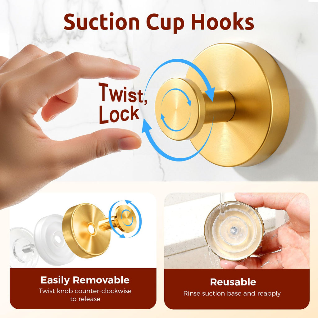 4 Packs Suction Cup Hooks for Shower, Heavy-Duty Wreath Hangers for Front Door, No Drill Glass Door Shower Suction Hooks No Damage for Walls Bathroom Kitchen Window Mirror Tile Towel Coat Robe Loofah