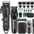 HIENA PRO Hair Clippers for Men Professional, Cordless Barber Clipper & T-Blade Beard/Hair Trimmer Set, Electric Razor Foil Shaver Nose Trimmer Barber Kit, Men's Hair Cutting Kit