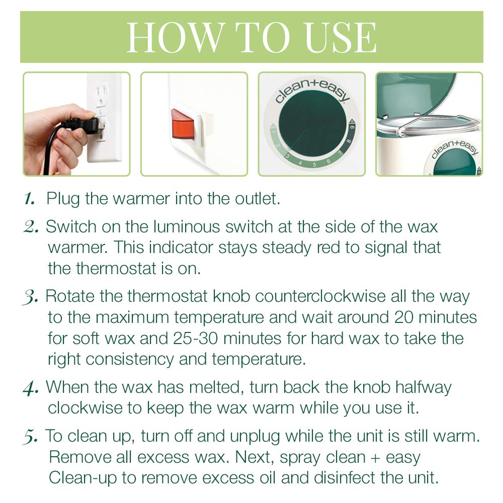 Clean + Easy Wax Warmer for Hair Removal, for Arms, Legs & Body, At-Home or Salon Use, Unit Only (120V)