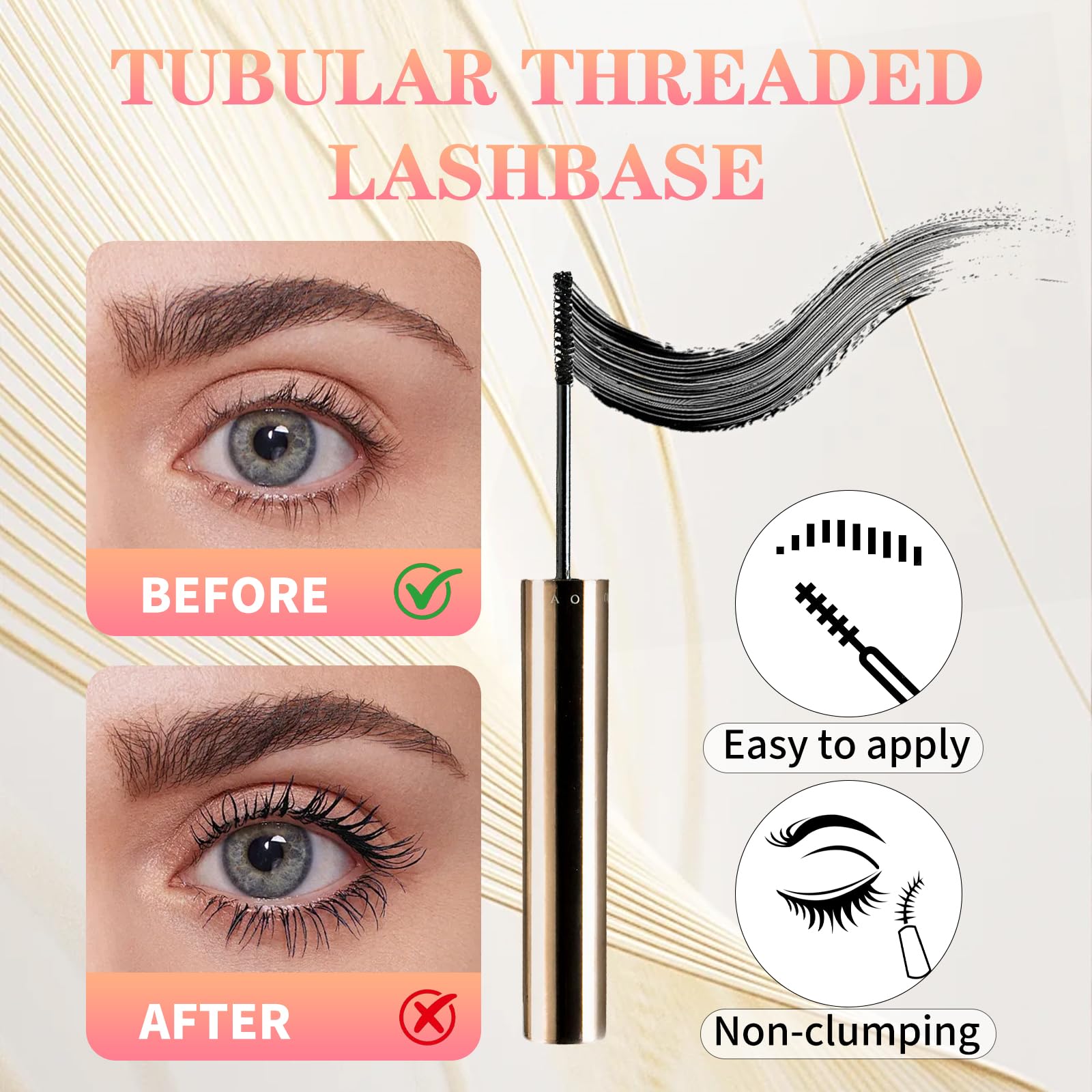 Ultra-Fine Lengthening Waterproof Quick-Dry Mascara, 2026 New 3D Volumizing Mascara, Fine Brush Tip Quick Drying Smudge Proof No Clumping (Black)
