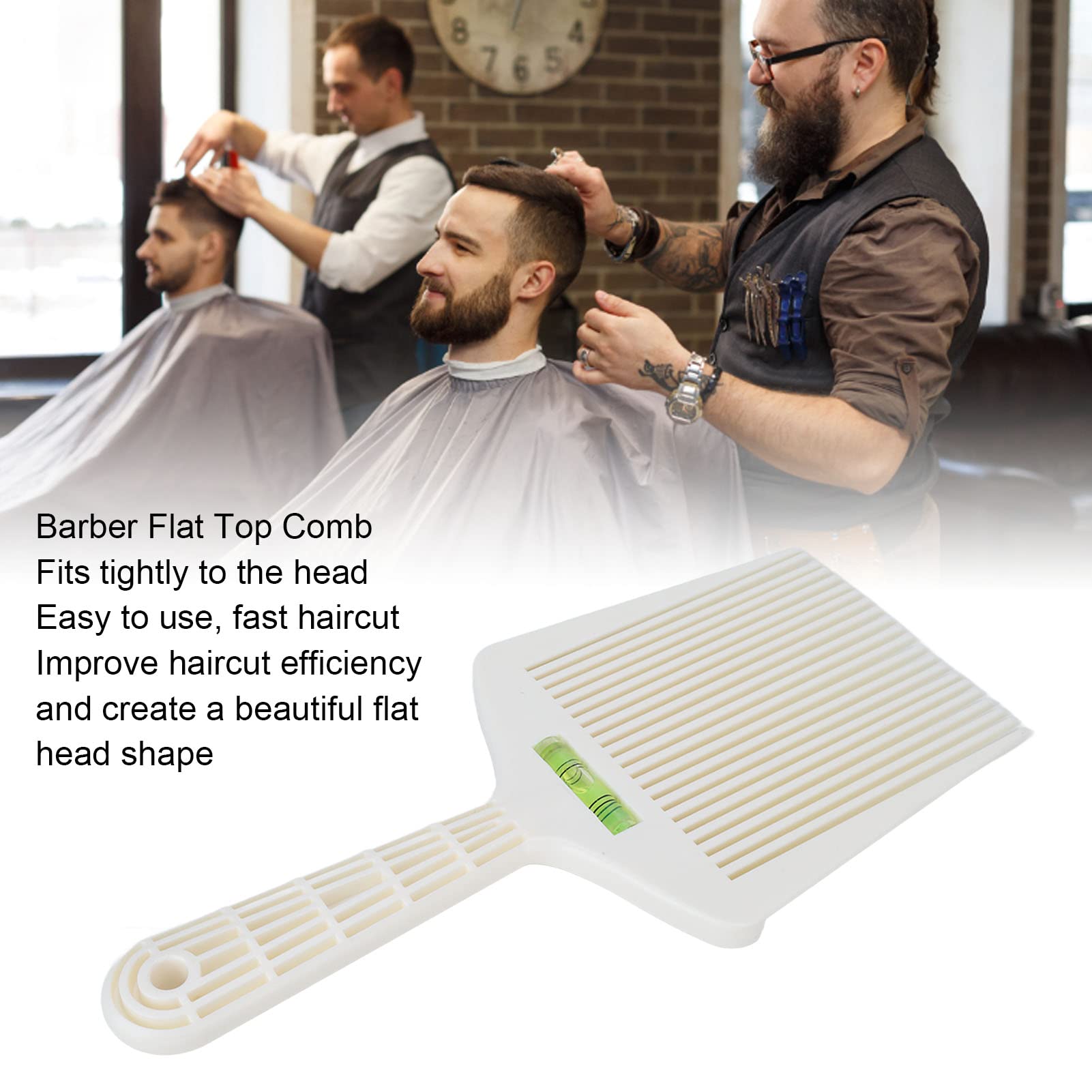 Barber Professional Flat Top Comb with Accurate Water Leveling - White Hair Styling Comb - Lightweight - Suitable for Men & Girls