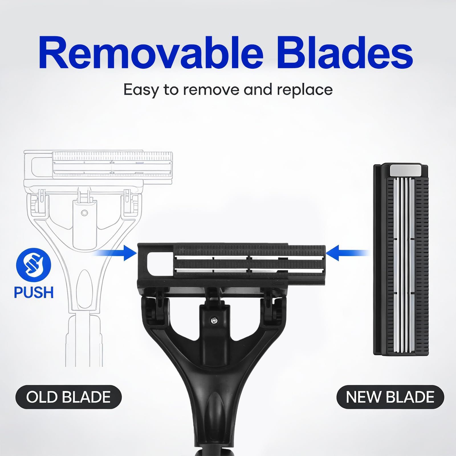 ETbyto 180° Foldable Back Shaver Refill Cartridges Bundle - Back Hair & Body Shaver Refill Replacement Cartridges (3 Blades) Not include Back Hair Trimmer