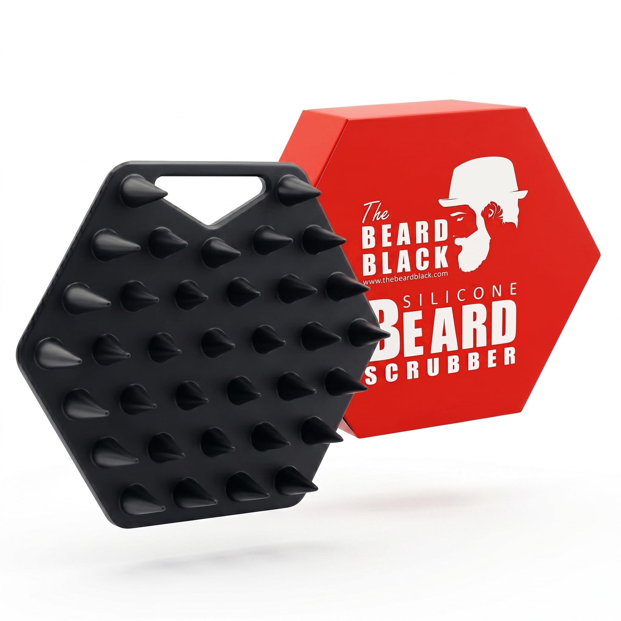 The BEARD BLACK Silicone Beard Scrubber - Deep Cleansing Beard Brush for Men - Manual Exfoliating Face Scrubber for Beardruff & Flake Removal - Soft Touch Grooming Tool for Shower & Travel