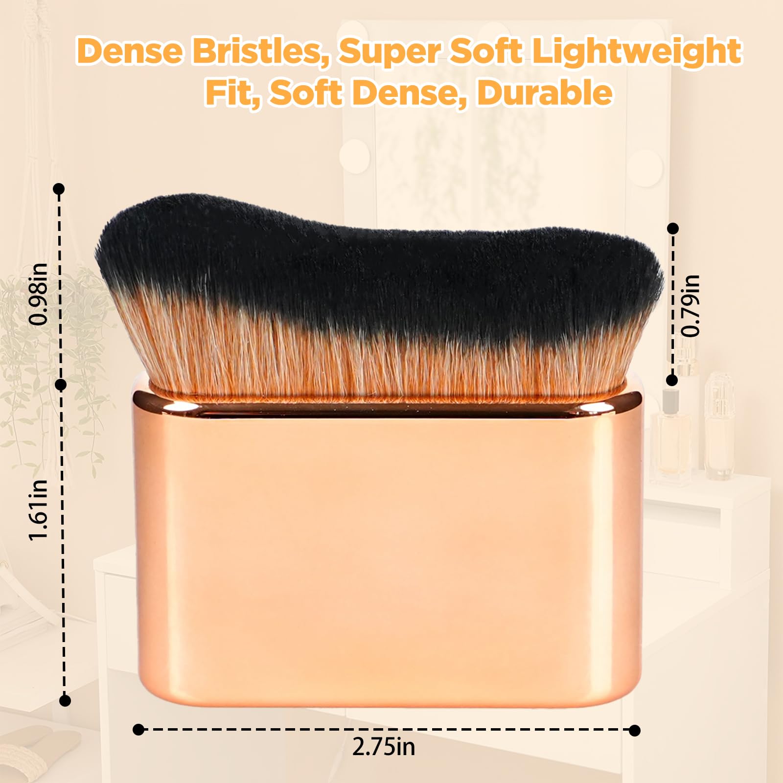 Self Tanner Brush,Body Makeup Brush, Kabuki Brush for Face and Body,Self Tanning Applicator for Leg Makeup,Bronzer,Lotion,Cream and Powder,Vegan Synthetic Bristles with Travel Case.Rose Gold