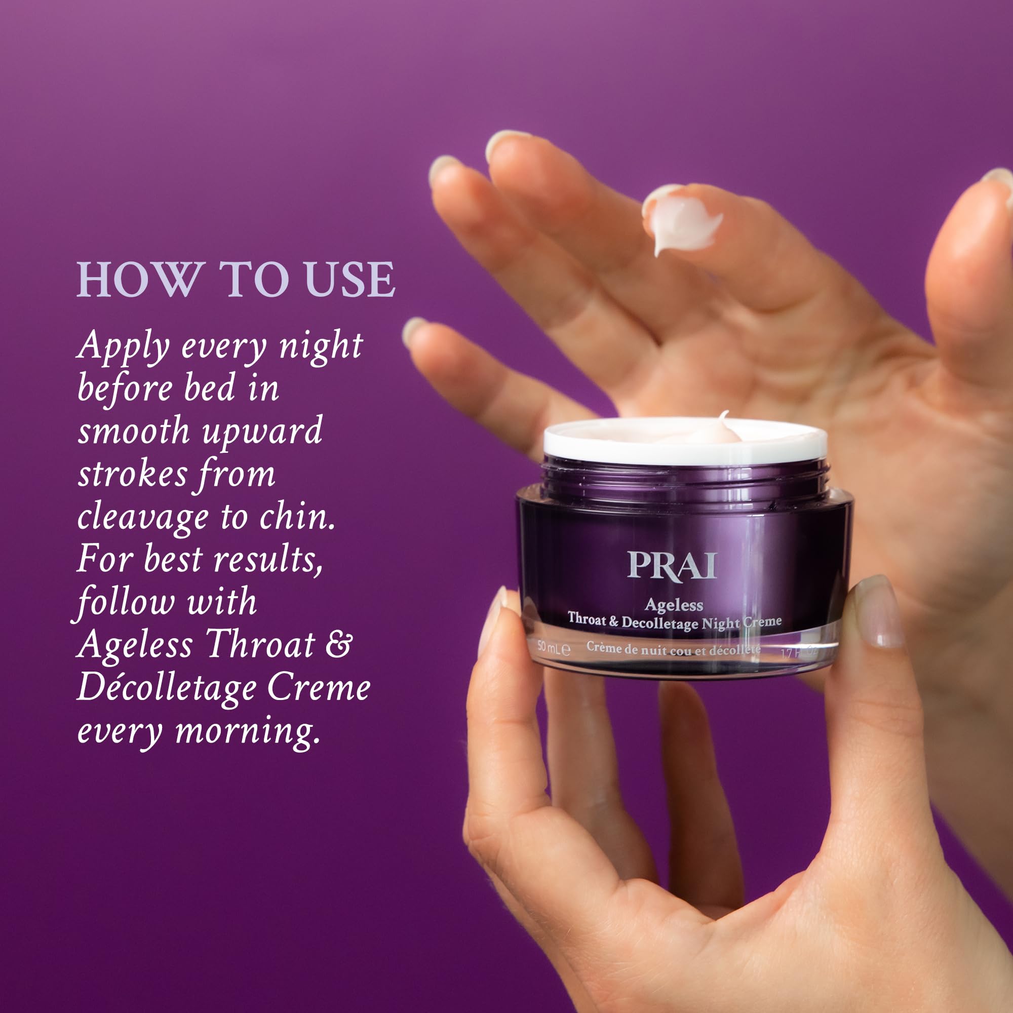 PRAI Beauty Ageless Throat & Decolletage Night Creme | Neck Firming Cream For Overnight Use | Cruelty & Paraben-Free Neck Tightening Cream with Retinol | Neck Cream for Tightening and Firming | 1.7 Oz