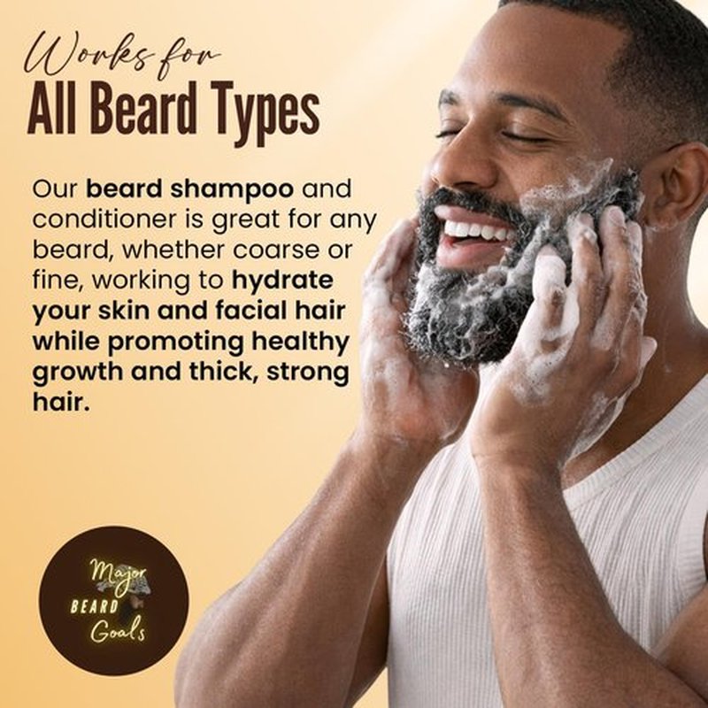 Major Beard Goals: 2-in-1 Beard Wash & Conditioner for Men - Gentle Men’s Shampoo for Beard Care & Growth, Softens, Soothes, Hydrates, & Nourishes Facial Hair, With Natural Ingredients - 7oz
