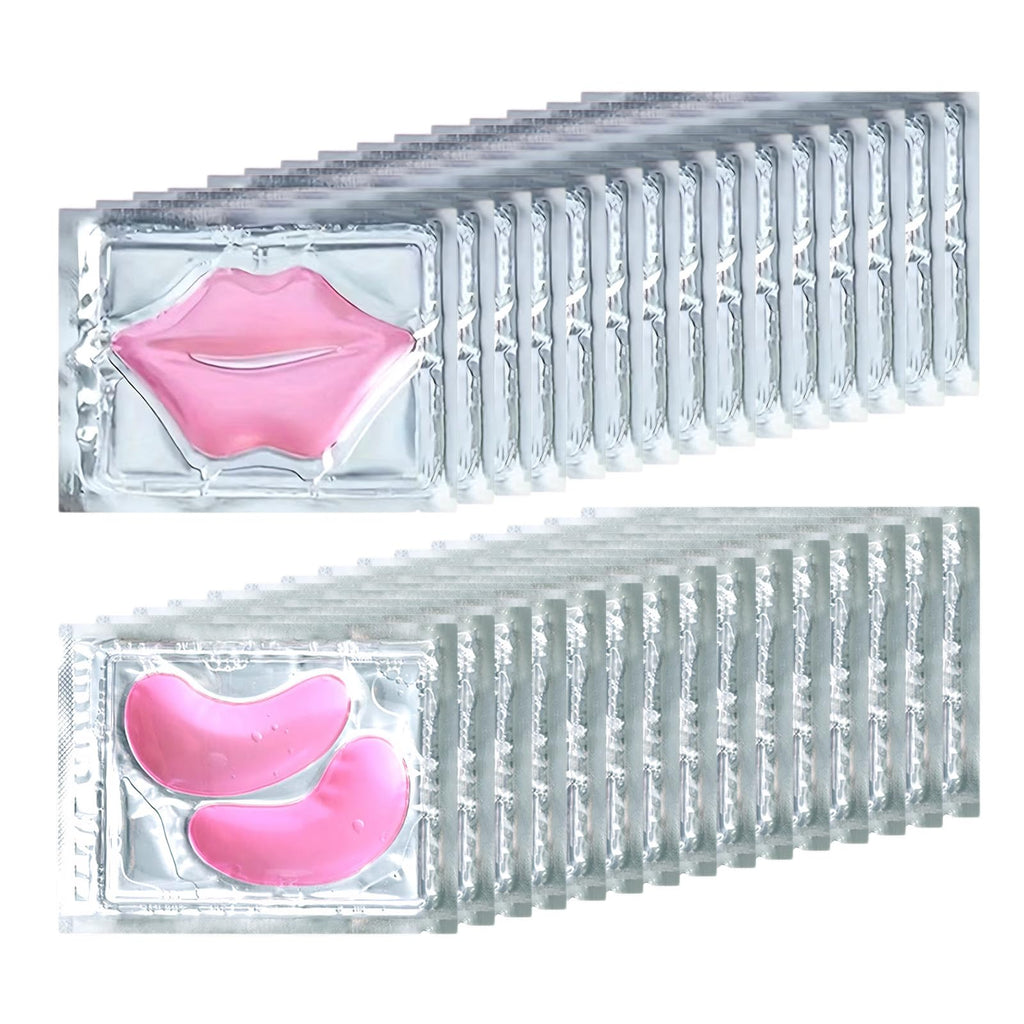 30 Pairs Eye Mask & Lip Mask, Pink Collagen Under Eye Patches for Puffy Eyes, Korean Lip Mask Skincare, Small Gifts, Mothers Day Gifts, Teacher Appreciation Gifts, Birthday Party Favors, Bulk Gifts