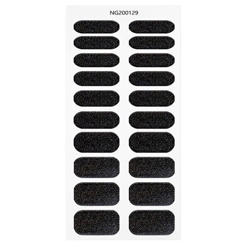JMEOWIO Gel Nail Stickers Black Glitter Halloween Semi Cured Gel Nail Strips Wraps UV/LED Nails Art Design Decoration Accessories