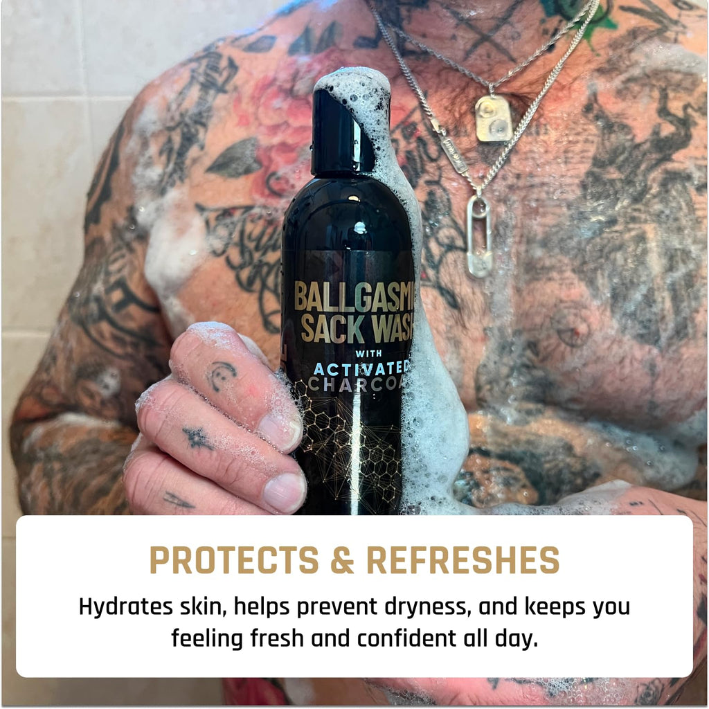 Derm Dude BallGasmic Ball Wash for Men – Anti-Chafing Body Wash with Activated Charcoal for Private Parts | Groin Cleanser & Odor Control Shower Gel – Coconut Rush Scent, 8oz