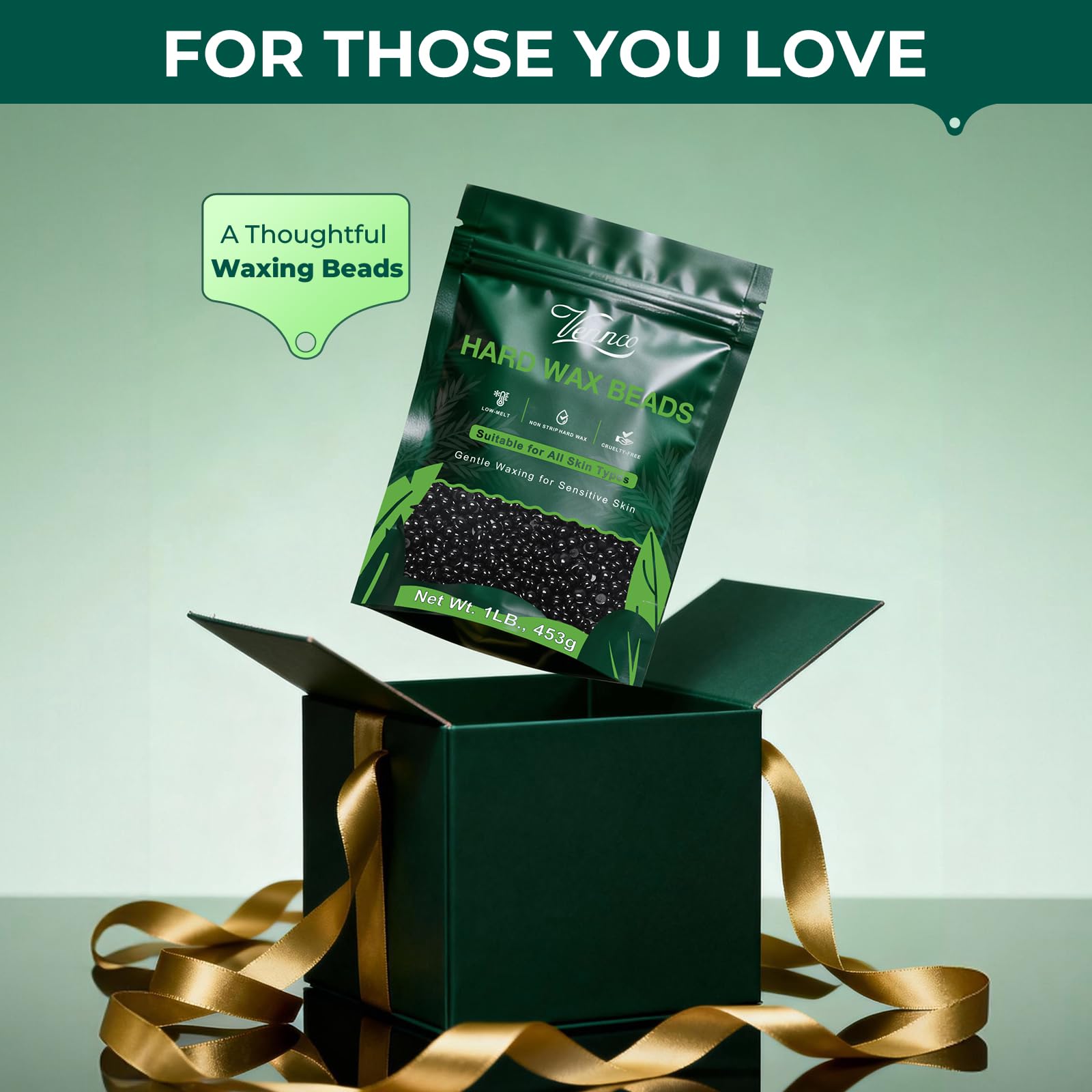 VENNCO Hard Wax Beads, 1lb Black Wax Beans for Hair Removal, Stripless Waxing Beads for Bikini,Chest Back and Full Body Use, Low Temperature Hard Wax Designed for Brazilian Waxing and Coarse Hair