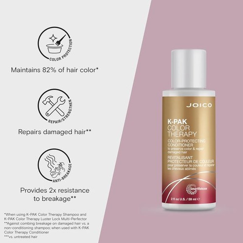 Joico K-PAK Color Therapy Conditioner - Color Protection & Shine Boost | Repair Breakage & Rebuild Damaged Hair with Keratin & Argan Oil