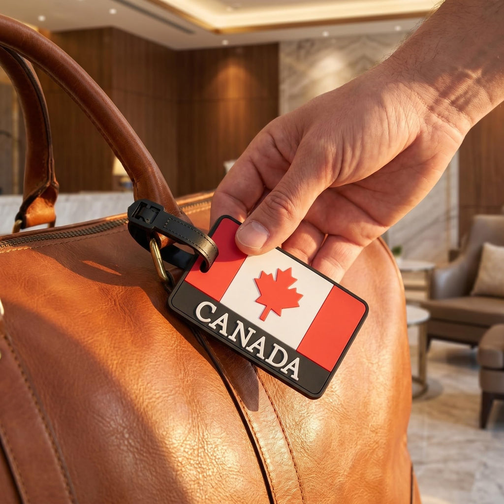 Didiseaon Luggage Labels for Suitcases - 2 Pack Canadian Flag PVC Baggage Identifier with Privacy Card, Lightweight Suitcase Markers with Secure Strap for Luggage Backpack Handbag