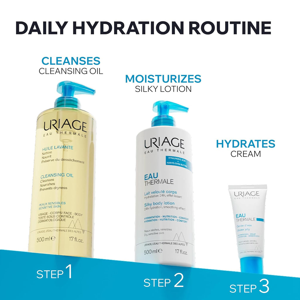 Uriage Cleansing Oil - 2-In-1 Foaming Shower Oil for Face & Body | Glycerin 25% for Gentle Cleansing & Moisturizing