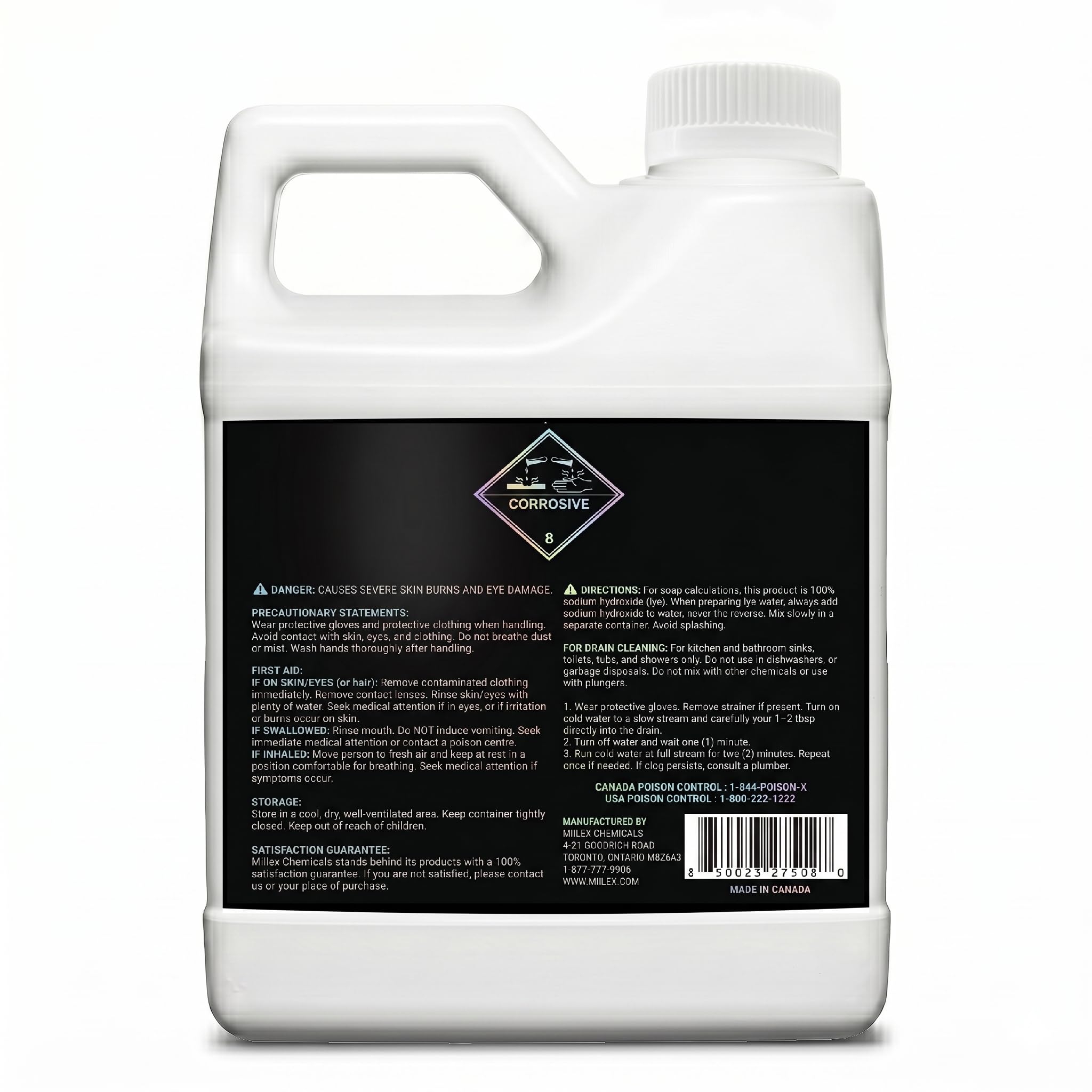 Food Grade Lye Sodium Hydroxide - 100% Pure, 100% Caustic Soda, Food Grade Lye for Soap Making, Kosher Certified | Soap Making, Drain Cleaning, and Culinary Use (2lbs or 907g)