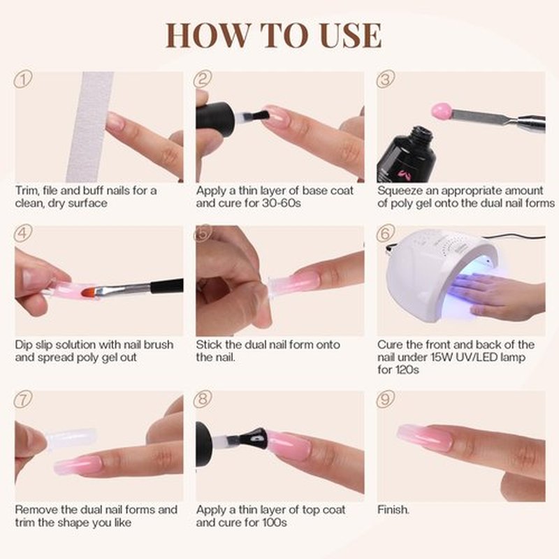 Morovan Poly Gel Nail Kits Starter Kit: Poly Nail Gel Kit for Beginners Poly Gel Kits with U V Light Gel Nail Kit DIY Extension Gel Kit Poly Nail Gel Kit with Everything