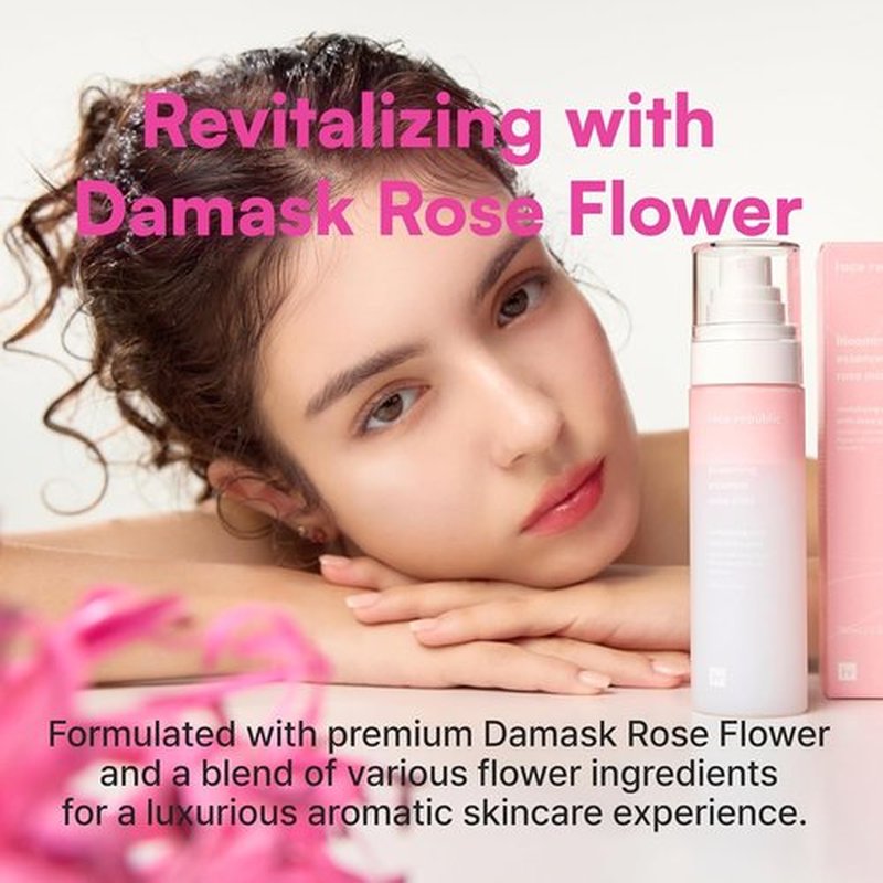 Face Republic Blooming Essence Rose Mist 100ml 3.38 fl oz | Instant Glass Skin | All In One Mist | Revitalizing, Nourishing, Deep Hydration, Dewy Glow | Damask Rose, Bakuchiol | Vegan Korean Skin Care