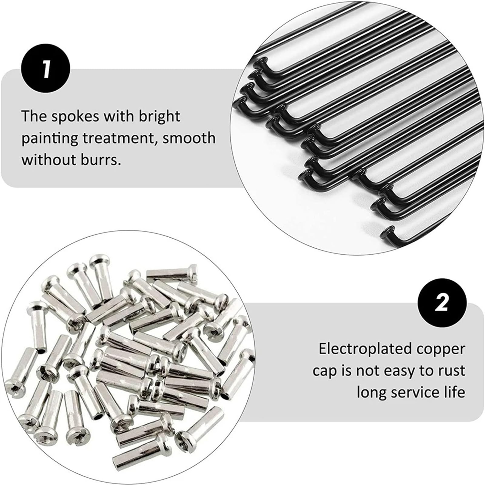 Stainless Steel Spokes and Nipples Bike Spokes，12G Bike Wheel Spokes Carbon Steel Black 10pcs for Mountain Bike Road Bike