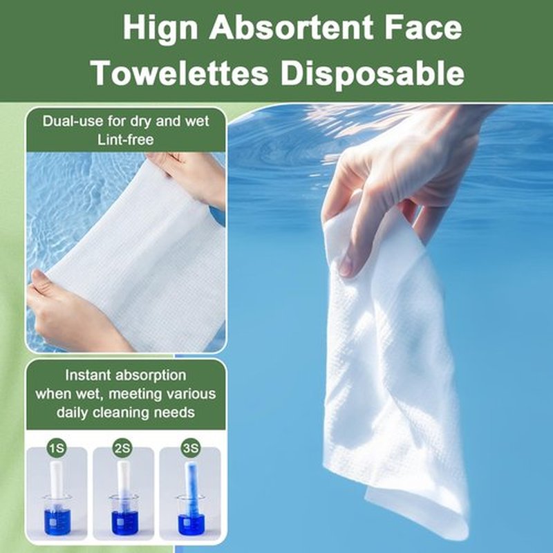 Face Towels Disposable, 12” x 10” Biobased Facial Towelettes, Large Soft & Thick Dry Wipes for Gentle Skincare, Face Washing & Makeup Removal, Lint-Free Clean Facial Towels, 50 Count