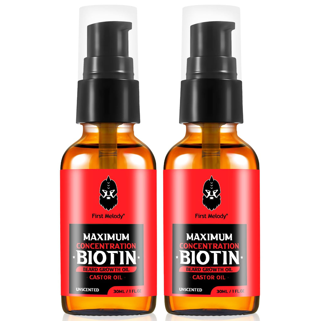 First Melody Beard Oil,Maximun Thickening Biotin, with Castor Oil and Argan & Jojoba Oils, Promotes Beard Growth, Styles, Strengthens & Softens Beards & Mustaches,1 Ounce*2