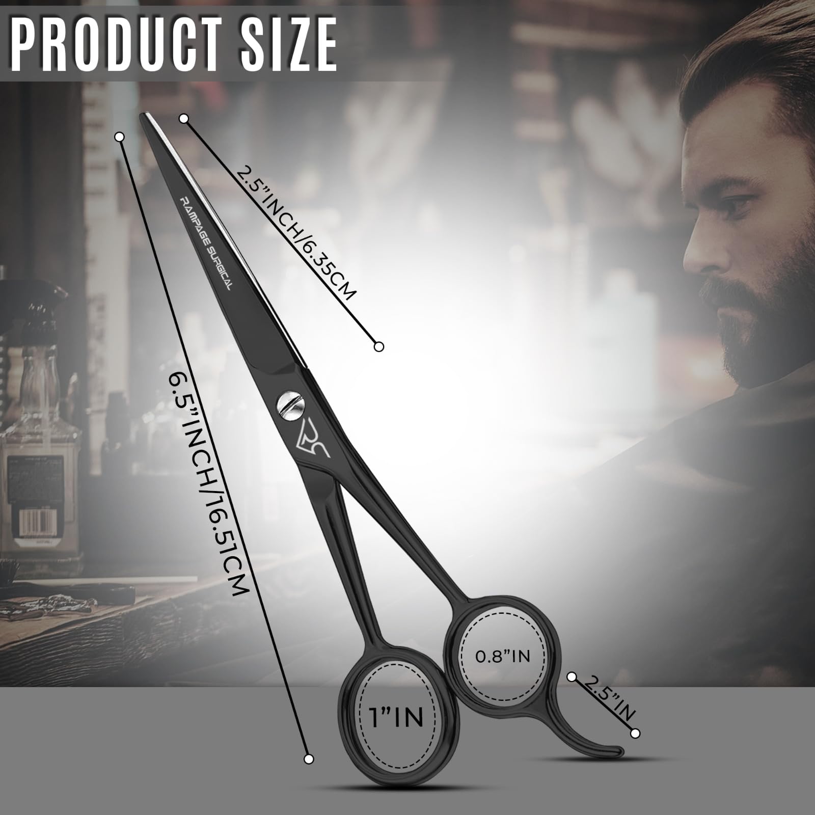 Professional Hairdresser Scissors 6.5" Inch Black Hair Cutting Shears Japanese Stainless Steel Salon Barber Scissors (Black- B-6)
