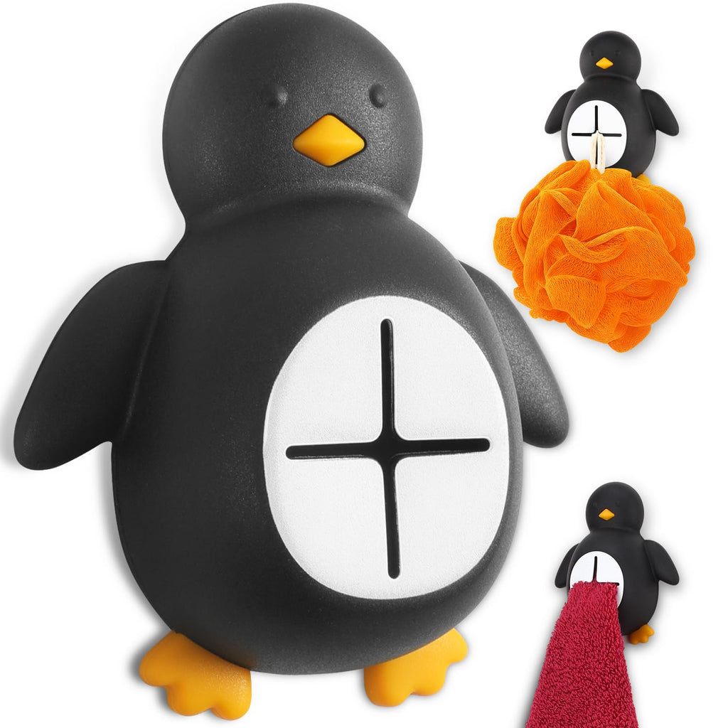 Funny Penguin Kitchen Towel Self Adhesive Silicone Hooks Holder, Appreciation Christmas Gifts for Women Men Wife Friend Sister, Holder for Kitchen Garages RV Camper Cabinet Towel Hooks-DXGP01