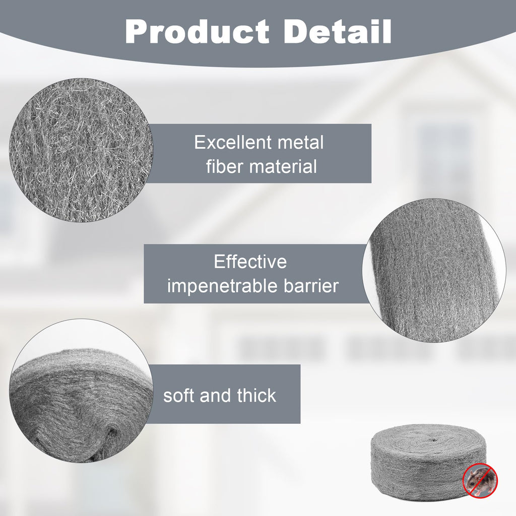 Storystore Steel Wool Mice Control, 60 FT Stainless Steel Wool Fill Fabric Roll, Gap Blocker Coarse Wire Hardware Cloth DIY Kit for Holes, Wall, Garden, Kitchen, Pipeline in Garage