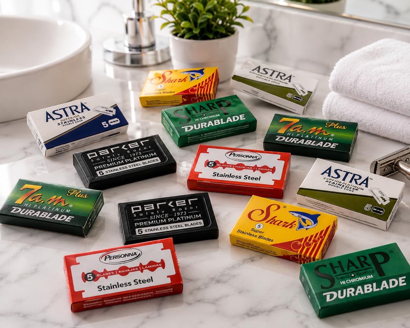 Double Edge Razor Blade/Safety Razor Blade Variety Pack 100 Blades for All Standard Double Edge Safety Razors