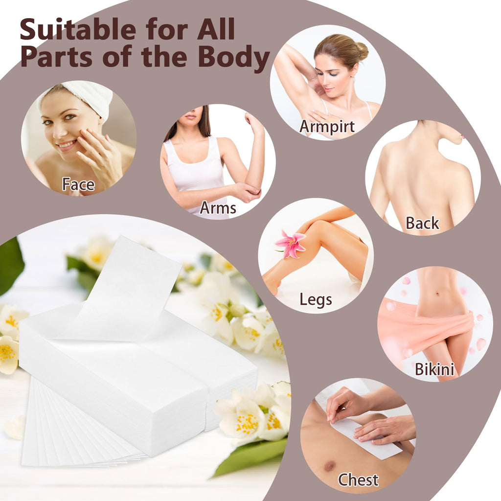 250 Pcs Large Non Woven Wax Strips for Hair Removal, 7.8''x 2.75'' Waxing Strips, Body and Facial Waxing Paper without Wax, Soft and Skin-friendly, for Face, Arms, Armpit, Chest, Back, Bikini, Leg