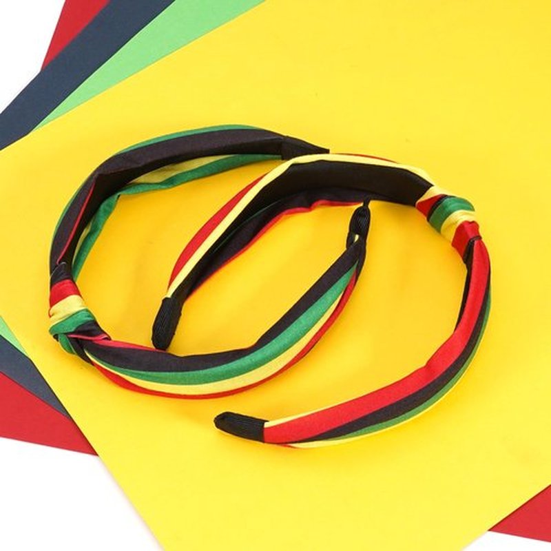 Budsmile Rasta Headbands African Jamaica Juneteenth Headband for Women Girls Elastic knotted Wide Hairband Hair Hoop Yoga Workout Hair Accessories Gifts ﻿