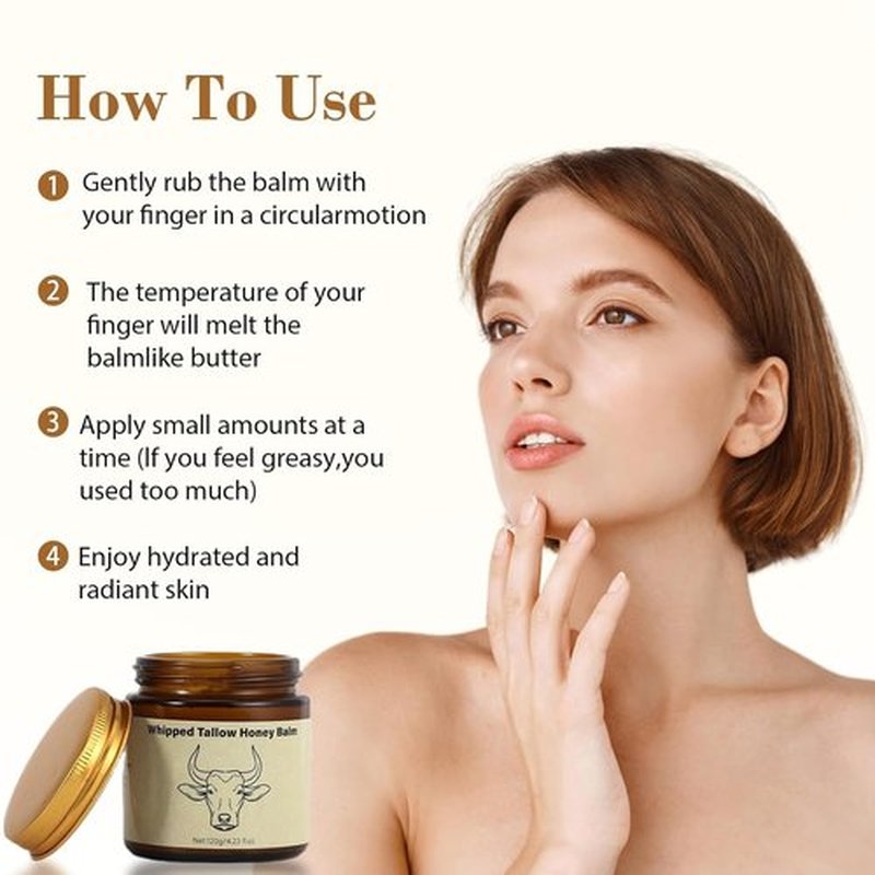 Lopeie Beef Tallow Moisturizer - Organic Grass-Fed Whipped Cream for Dry Skin | 4.23oz Unscented