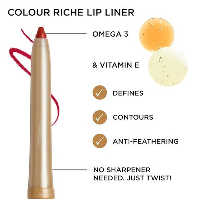 L'Oreal Paris Colour Riche Lip Liner - Creamy Formula with Omega 3 & Vitamin E | 782 Toffee To Be (Warm Deep Brown)