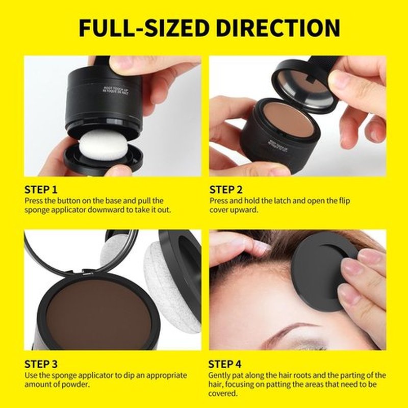 gowwim Root Touch up Powder, Instantly Gray Hair Cover up Hairline Powder for Women & Men Sweatproof Root Cover Up Long-Lasting for Thinning & Loss Hair, Medium Brown