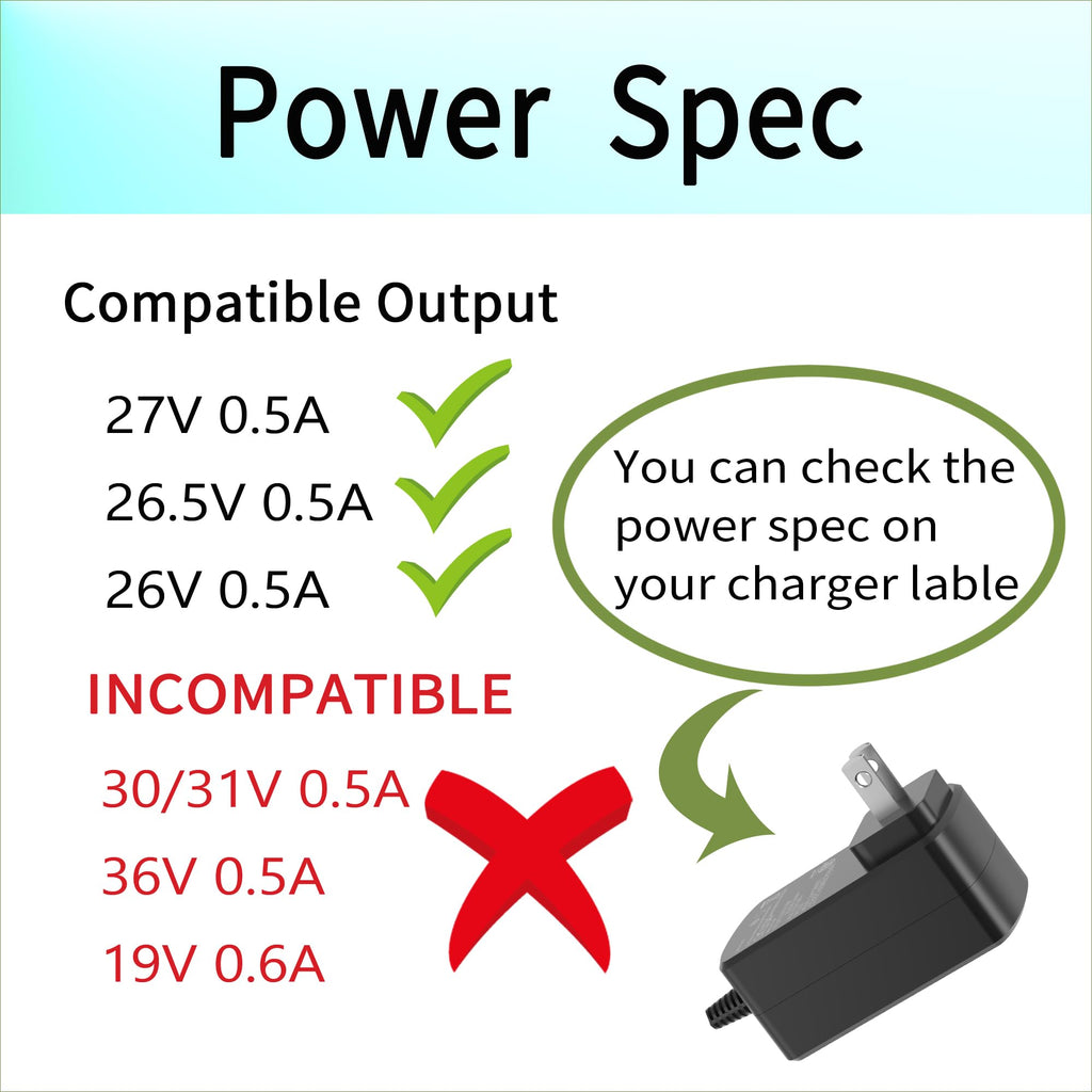Charger for Wowgo Coolwill Cordless Vacuum Cleaner S108,for Aposen H10 H10S H11 H11S H120 H150 H21 H21S H250 H251 22.2V Li-ion Battery Replacement Power Adapter GQ18-270050-AU