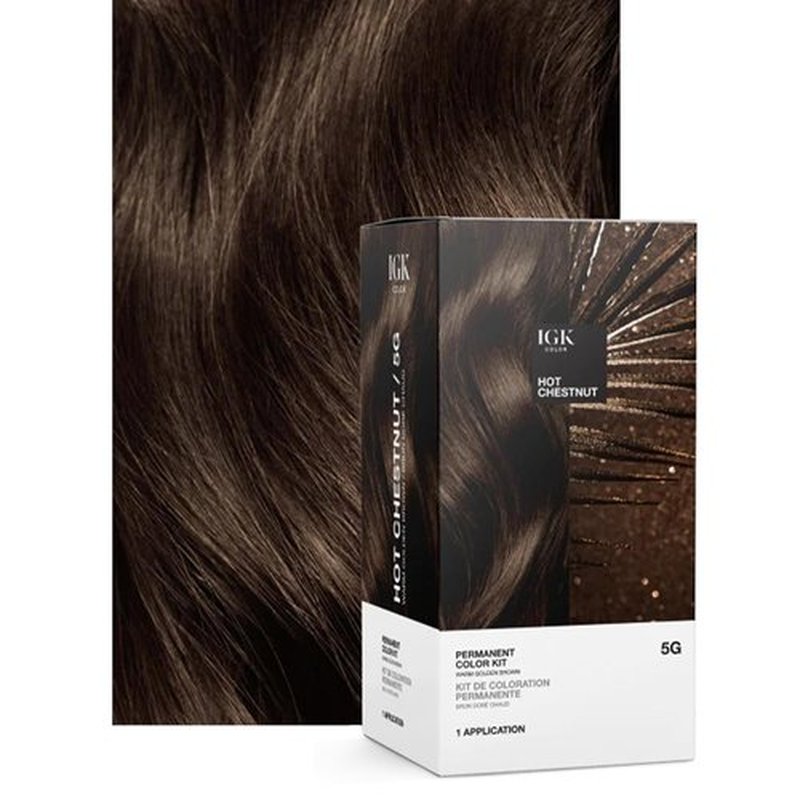 IGK Permanent Hair Color Kit - 5G Hot Chestnut | 100% Gray Coverage, Strengthens & Adds Shine, Ammonia Free